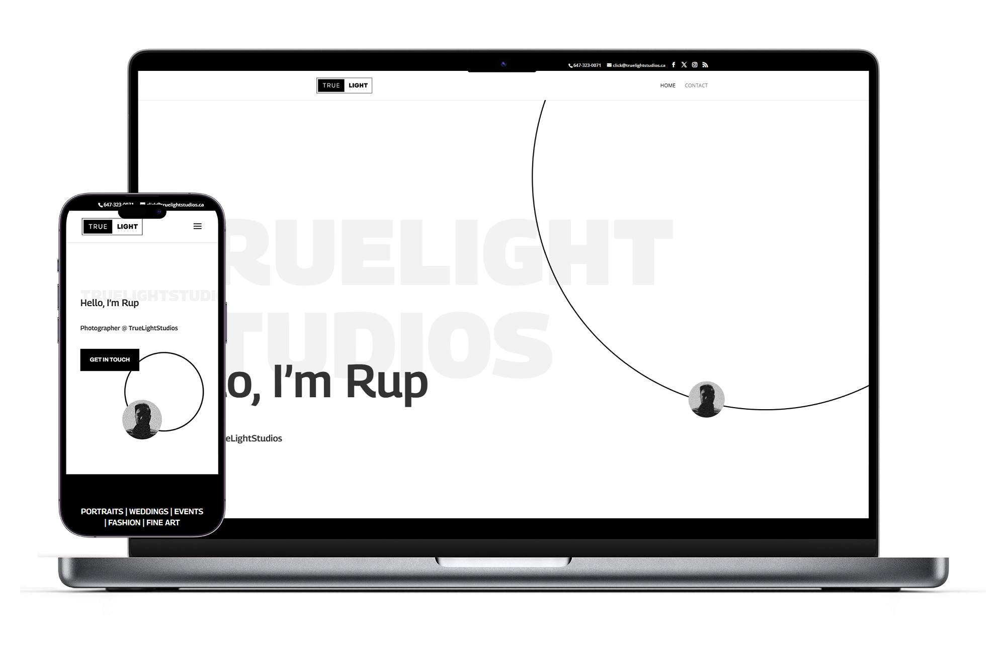 New Website screenshot om Macbook and iPhone